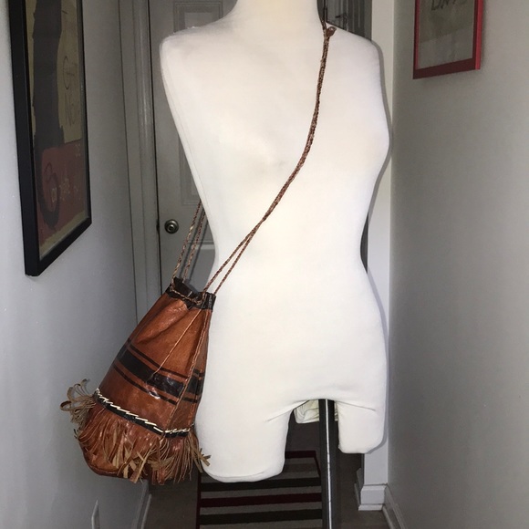 Vintage Handmade Leather drawstring Bag Small ๐ - Picture 8 of 8